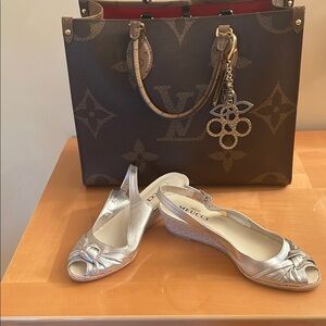 Silver Wedge Sandals by Sesto Meucci